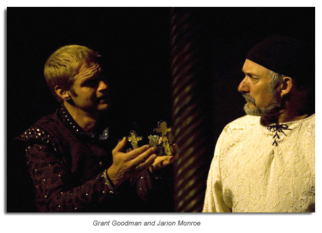 Hal tenders the crown back to his father,  King Henry IV